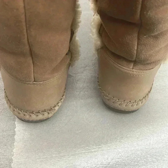 [US 7] TORY BURCH Suede Whipstitch Trim Mid Calf  Boots - Picture 10 of 16